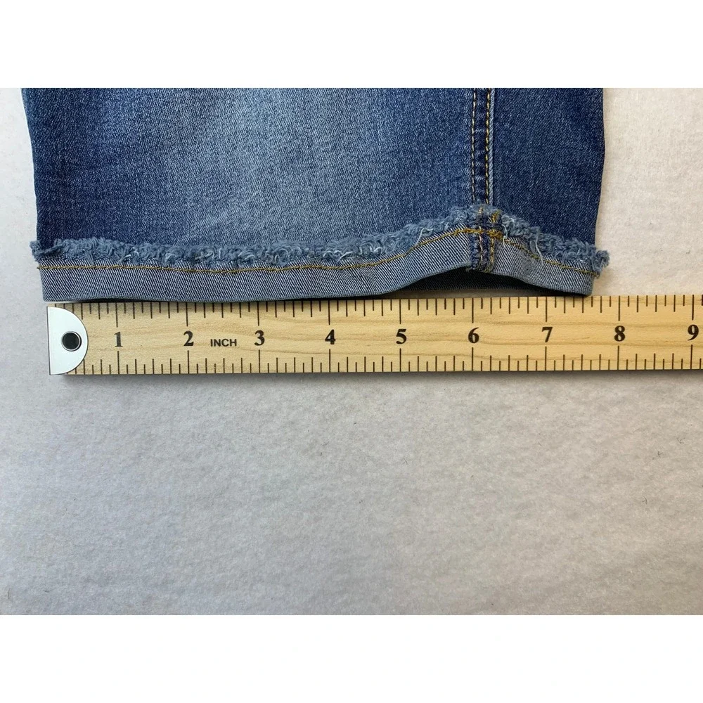 Justice Girls Denim Shorts Medium Wash Raw Hem Size 12S Stretch Blue Jeans
